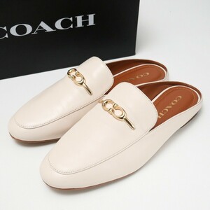 GQ1388*定価 44,000円《COACH コーチ》シエナ スライド SIENNA SLIDE レザーサンダル ミュール スリッパ 7C(24cm相当) チョーク