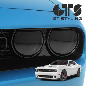 GT STYLING 正規品 専用設計 スモーク ヘッドライトカバー ヘッドランプカバー 4PC アクリル 嵌め込み固定 15-23y ダッジ チャレンジャー