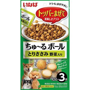 （まとめ買い）いなばペットフード いなば ちゅ～るボール とりささみ 野菜入り 10g×3袋 犬用おやつ 〔×16〕