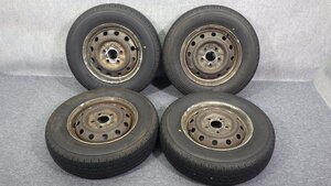 107 ミツビシ デリカ SK22VM スチールホイール 14インチ 5穴 PCD114.3 4.5J 1台分 4本 セット タイヤ付 BRIDGESTONE V600 175R14 LT6PR