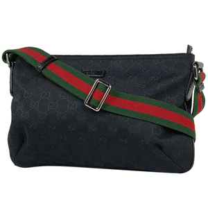 グッチ GUCCI GG柄 ショルダーバッグ シェリーライン ウェブ GGキャンバス ブラック グリーン レッド 189749 レディース 【中古】