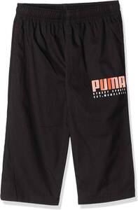 【KCM】Z-puma-535-130★展示品★【PUMA/プーマ】キッズ ジュニア　ロングパンツ　Woven Capri Pant 綿100％　583221-01　ブラック　130