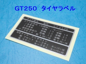 ◆厳密再現 スズキ　ＧＴ２５０　タイヤラベル ☆2/ 最高品質/フォント違いを徹底排除/リアフェンダー/リヤフェンダー