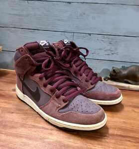 綺麗☆NIKE SB DUNK HIGH DEEP BURGANDY スニーカー 305050-602 メンズ US10 ナイキ ダンクハイ ディープバーガンディ