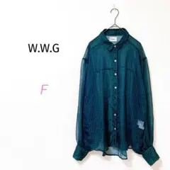 【W.W.G】チェック柄シアーシャツ　シースルー　グリーン　羽織り　フリーサイズ