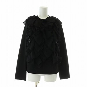 コムデギャルソン COMME des GARCONS カットソー トップス 長袖 クルーネック フリル S 黒 ブラック /XZ ■GY18 レディース