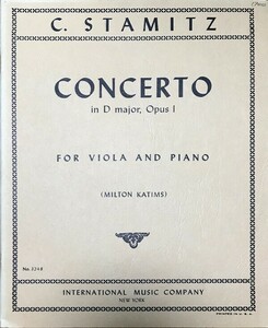 シュターミッツ ヴィオラ協奏曲 ニ長調 Op. 1 (ヴィオラとピアノ) 輸入楽譜 Stamitz Concerto in D major Op.1 for Viola and Piano 洋書