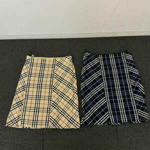 B412-K42-1265 BURBERRY バーバリー スカート ボトムス ノバチェック ブラウン ネイビー 2点 セット まとめ 40サイズ 台形スカート