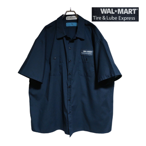 CiNTAS 半袖ワークシャツ size 3XL オーバーサイズ ネイビー ゆうパケットポスト可 胸 ワッペン WAL☆MART 古着 洗濯 プレス済 f43