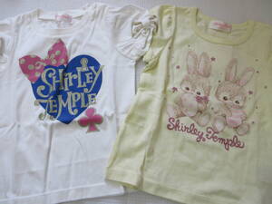 ⑱未使用 Shirley Temple シャーリーテンプル 2点セット 100 半袖 Tシャツ リボン うさぎ 白 イエロー（B97）