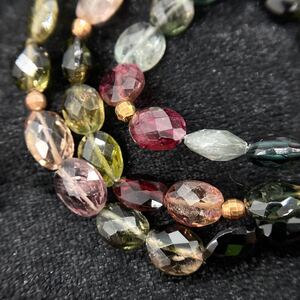 1円〜スタート!!K18!!［マルチカラートルマリンネックレス］ n 約15.8g 天然石 アクセサリー tourmaline accessory necklace CC2