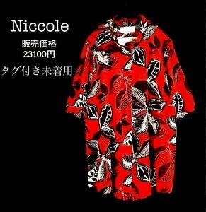 定価23100円/タグ付！百貨店購入【Niccole ニッコール】日本製/イタリア製素材/カットソー/シャツ/ブラウス/大きいサイズ15号/ボタニカル柄