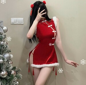 サンタクロース　チャイナ服　Xmas コスプレ衣装　サンタコスプレ　新品　セクシーコスプレ