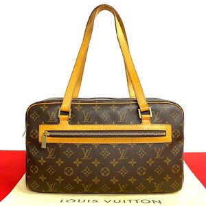 極 美品 LOUIS VUITTON ルイヴィトン ヴィンテージ シテ GM モノグラム レザー 本革 セミ ショルダーバッグ ハンドバッグ ブラウン 229-5