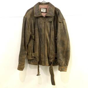 ☆雰囲気抜群 Valentino UOMO ヴァレンティノ Vintage G-1 A-2 レザーフライトジャケット 本革 サイズXL ブラウン【送料一律/同梱可能】H