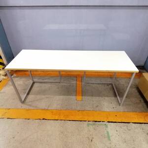 【中古】BISLEY ビズレー テーブル デスク TABLE DESK 木製テーブル & スチールパイプ 天板取り外し可能 ホワイト WHITE (#DNN25)