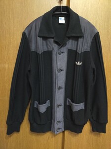 希少モデル 西ドイツ製 adidas アディダス KNIT CARDIGAN BLACK ボタン 1970’Ｓ　ニットカーディガン ジャージ