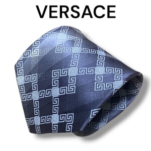 【1円スタート】VERSACE ヴェルサーチ ネクタイ ハイブランド ブランド イタリア製 シルク シルク100% グレー 総柄 メデューサ