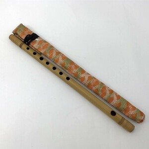 □【同梱可】【60】中古品 蜻蛉銘 藍山 七本調子 篠笛 しの笛 横笛 全長/42cm 布製袋付き