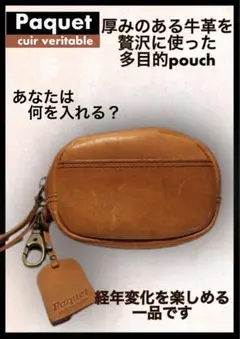 【激シブ】Paquet cuir veritable 牛革本革多目的ポーチ