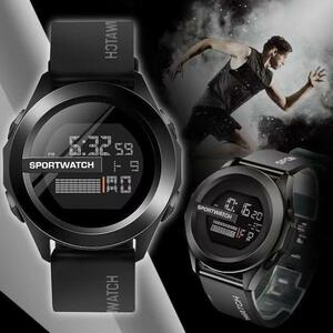 新品 男女兼用 LEDスポーツ デジタル腕時計 黒