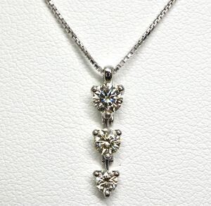 1円〜!!TASAKI(田崎真珠)美品!!▼Pt850 天然ダイヤモンドネックレス▼N 約3.3g 約38.0cm 0.50ct necklace diamond EC0/ED5 S401