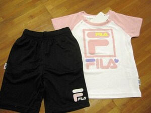 *送料無料*新品*100*FILA*上下Set*ピンク×ブラック*吸汗速乾*半袖半パン*テニス*スポーツ*フィラ*