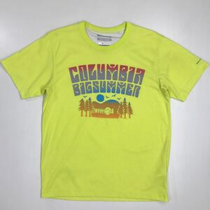 Columbia コロンビア　半袖Tシャツ　ビッグロゴ　OMNI-FREEZE 蛍光色　イエロー　メンズ　Mサイズ　36-92a