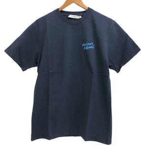 MAISON FOX/メゾンキツネ MINI HANDWRITING CLASSIC L コットン 半袖Ｔシャツ ネイビー ユニセックス ブランド