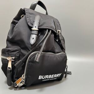 1円 BURBERRY バーバリー ナイロン×レザー リュックサック バックパック デイパック レディース メンズ ブラック系 正規品本物