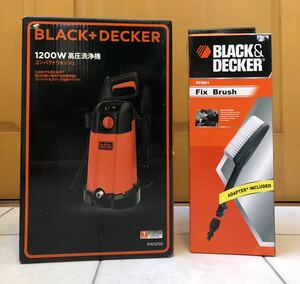 BLACK+DECKER ブラック&デッカー PW1200 高圧洗浄機 ため池 バケツ 給水 コンパクトウォッシュ BLACK＆DECKER Fix Brush PFB01 未使用品