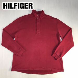 HILFIGER ヒルフィガー スエット ハーフジップ XL ボルドー カットソー