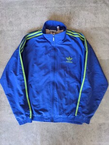 極美品!! 90s adidas ヴィンテージ ファイヤーバード ジャケット 青 グリーン L ジャージ ATPフランス 60s 70s 80sブルー 緑 ヨーロッパ 