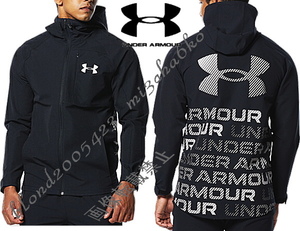 ■新品【UNDER ARMOUR】アンダーアーマーSTORM耐久撥水 裏起毛保温 背面BIGロゴ高機能ジャケット■BK/L