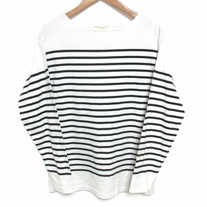 美品 21SS ドゥーズィエムクラス Coco Stripe T No4 ボーダー柄 ボートネック 長袖 Tシャツ カットソー F ホワイト×ブラック ◆