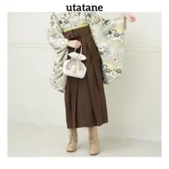 新品　utatane ジュニア　袴 （下のみ）ひよこ商店　グリーンにもくもく