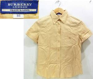 SALE送料390円~(即決は送料無料)BURBERRY BLUE LABEL半袖シャツ38(M)イエロー ベージュ三陽商会レディース女性用バーバリー ブルーレーベル