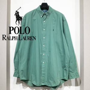 XL / 90s POLO by RALPH LAUREN ポロ ラルフローレン BLAKE コットンツイル BDシャツ ピスタチオ グリーン オーバーサイズ プレッピー 古着