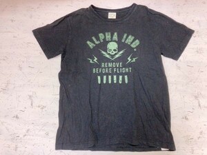 アルファ ALPHA アメカジ ミリタリー 半袖Tシャツ カットソー メンズ 大きいサイズ XL 黒