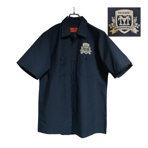 RED KAP 半袖ワークシャツ size M ネイビー ゆうパケットポスト可 胸 ロゴ プリント TACO MAC 古着 洗濯 プレス済 728