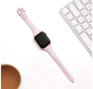 アップルウォッチ バンド 革 Apple Watchバンド38/40/41mm ピンク　スリム型　大人気