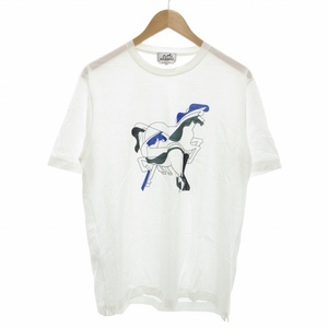 エルメス HERMES ブラジリアンホースプリント Tシャツ カットソー 半袖 L 白 ホワイト /FF 1004 ☆AA★ メンズ