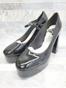 ◇ ●美品● CHARLES & KEITH チャールズ＆キース バックストラップ 厚底 ヒール パンプス サイズ38 ブラック レディース P