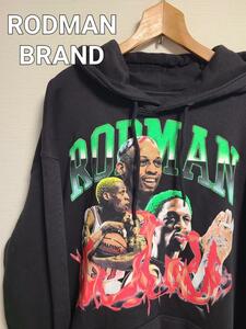 ロッドマン RODMAN パーカー プルオーバー ロゴ プリント 裏起毛 黒