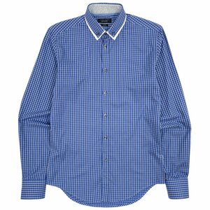 ZARA MAN ザラマン SLIM FIT チェック柄 ボタンダウン BD 二重襟 長袖シャツ ワイシャツ S(USA) / ブルー系 メンズ