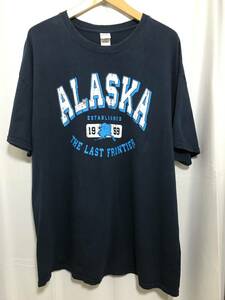 GILDAN heavy cotton print T shirt ギルダン　プリントTシャツ　Alaska The last frontier XL size 古着　used