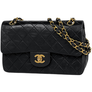 シャネル CHANEL マトラッセ Wフラップ チェーン ショルダーバッグ ココマーク ショルダーバッグ レザー ブラック A01113 レディース 中古