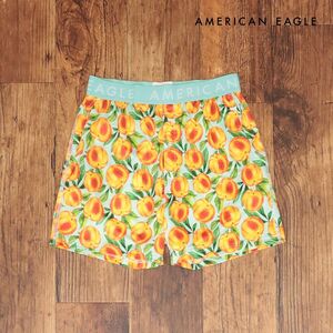 AMERICAN EAGLE/Lサイズ/トランクス 1237-3378 なめらかストレッチ フルーツ柄 ポケット付 前開き 新品/緑×オレンジ/ih216/