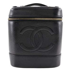 CHANEL シャネル バニティ ハンドバッグ A01998 ポーチ キャビアスキン 黒 レディース【I211824051】中古