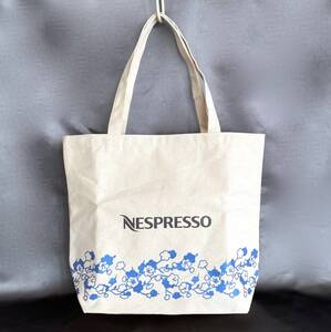 新品 非売品 NESPRESSO ネスプレッソ トートバッグ エコバッグ お花 ロゴ プリント キャンバス 生成り 桜 ノベルティ K93